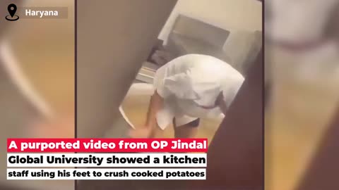 "Unconventional Potato Preparation: Haryana University Mess Worker Gets Feet Involved!"