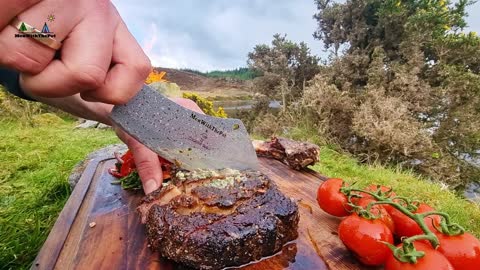 Giant Tomahawk STEAK Cooked in Nature!😲 NO music! Only Nature and Food