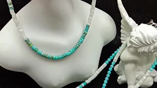 Natural turquoise tube beads with white mop choker full strand 16inch Jewelry Gift04