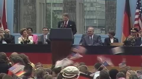 President Ronald Reagan at the Brandenburg Gate June 12, 1987