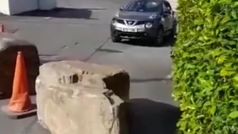 Locals have today placed huge boulders outside the entrance to Stradey Park Hotel in Llanelli