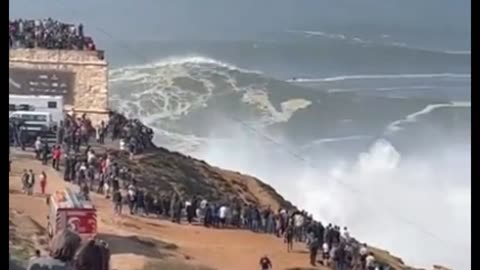 force of the sea in Nazaré, Portugal