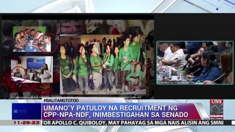 Umano'y patuloy na recruitment ng CPP-NPA-NDF, inimbestigahan sa Senado