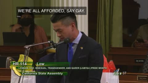 CA28 Assemblyman Evan Low makes the CA Assembly chant "Gay"