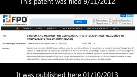 U.S. Patent: Hurricane Modification Using Submarines