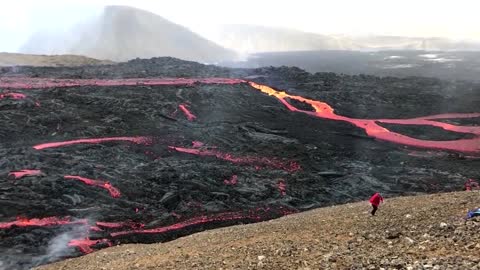 'It's unreal' -Tourists watch volcanic eruption in Iceland