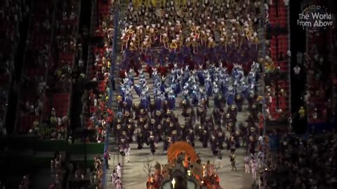 Brazil Carnival Dancers in Costume High Definition Views from Above