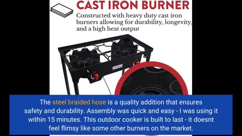 Buyer Reviews: GasOne B-5200K Outdoor Cooker with High Pressure Steel Braided Hose Propane Burn...