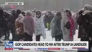 Patriots Showed Up In Freezing Temperatures To Show Their Support For The NH Trump-Vivek Rally