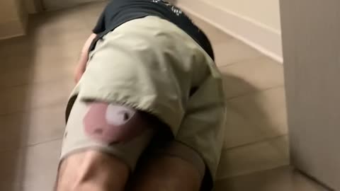 Spooking Boyfriend Ends up with Him on the Floor