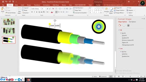 How to draw a schematic diagram of Fibre Cable or Optical Fibre using Microsoft PowerPoint.