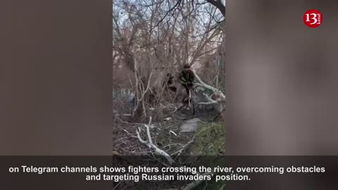 Operational image of Ukrainian fighters crossing the left bank of the Dnieper River in Kherson