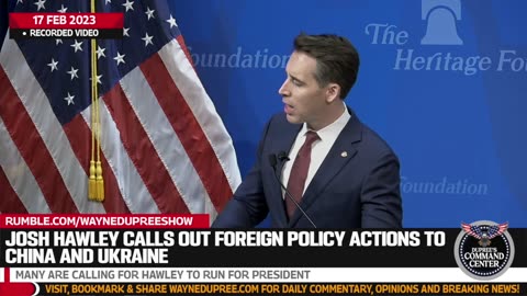 Hawley Speaks On Today's Foreign Policy Disasters - A Must Listen!