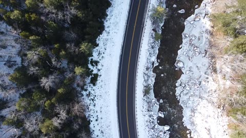 Nature winter curvy road travel