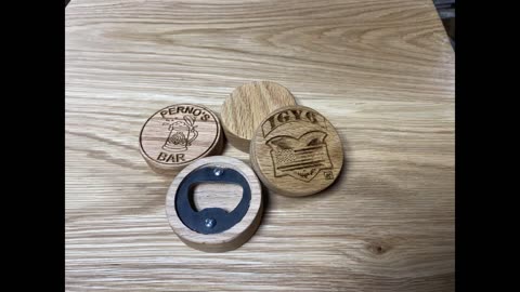 Wooden Puck Bottle Opener made with the Longmill CNC Router / Plasma and the 60 watt CO2 laser