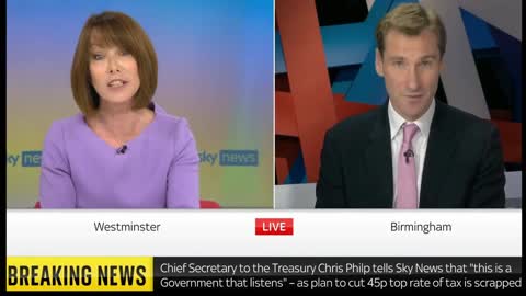 Chris Philp is owned by Kay Burley on Sky News because of the government's tax change.