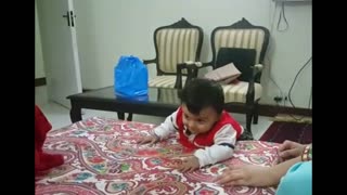 Baby Climbs Off Bed for the First Time