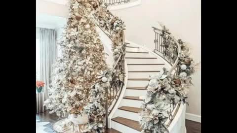 DIY 190+ latest and beautiful Christmas stairs decoration ideas
