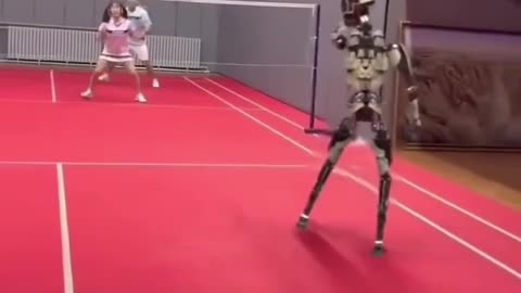 Robot playing badminton