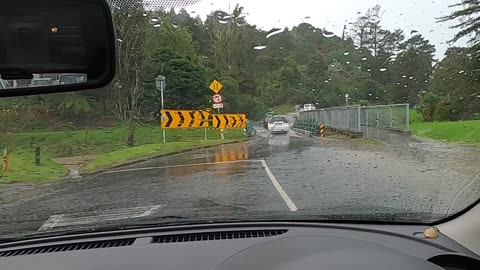 Driving in the heavy rain