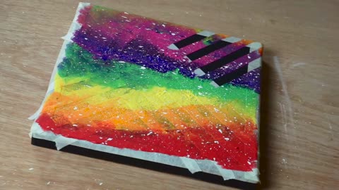 Rainbow Abstract Painting with Masking Tape _ Acrylic Painting for Beginners #09 _ Satisfying ASMR