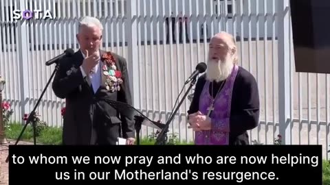 Orthodox Russian priest blesses monument to Stalin