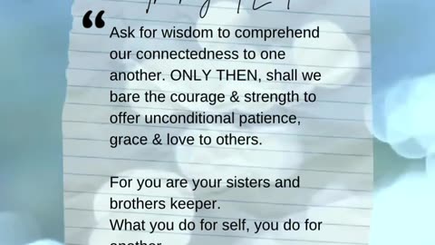 Quote of the day - Ask for wisdom to comprehend our union to life