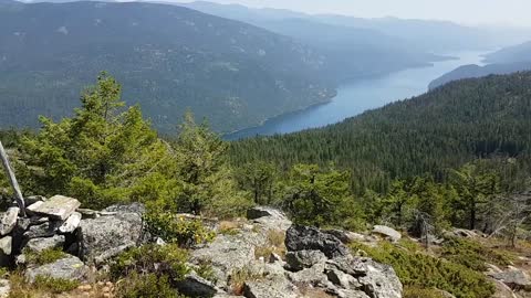 Over looking Christina Lake BC - Hiking up the Mountain.