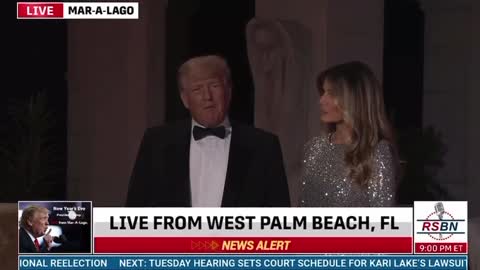 Donald J Trump and Melania walking the red carpet at Mar-A-Lago