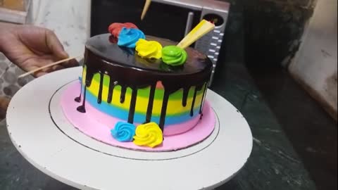 Awesome Rainbow Cake Decoration Tutorial _ Amazing Rainbow Cake