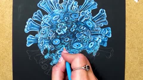 Coronavirus drawing | how to draw corona virus | black paper drawing