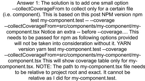 How to run Jest tests with coverage for one file