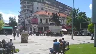 Graduates in the center of Prilep sing for King Marko