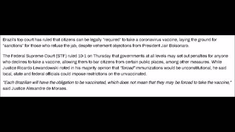 Brazil rules that those who refuse vaccine will be "punished".
