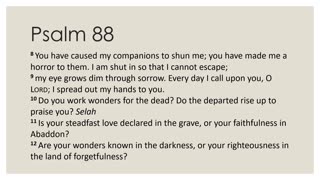 Psalm 88 Devotion