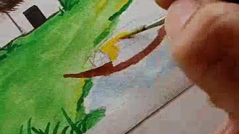 -Poster Colors Village Scenery Drawing l Easy Scenery l #shorts.mp4