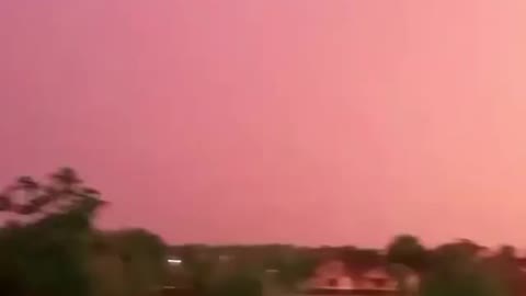 lightning struck the ground at sunset