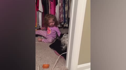 Cute babies playing with puppies Compilation of videos