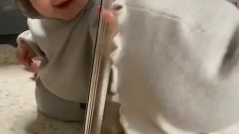 Cute Baby Looking in mirror short Video