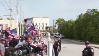 Trump Fans With 'BIDEN IS NOT PRESIDENT' Flags Go Nuts When Trump Shows Up For Court