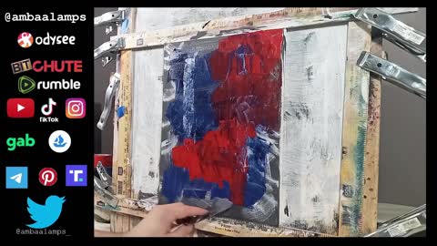"Michael Jackson" Abstract Acrylic Painting, Expressionist Art, Black Gesso, Red, White and blue
