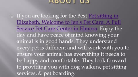 Best Pet sitting in Elizabeth