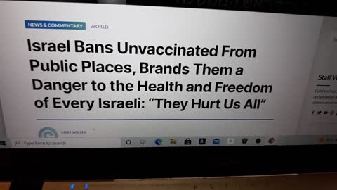 ISRAEL NOW REQUIRING ALL TO BE VACCINATED & WILL RESTRICT THE UNVACCINATED IN PUBLIC PLACES
