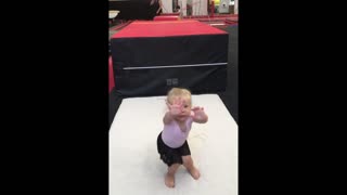 Little Gymnast "Almost" Sticks The Landing