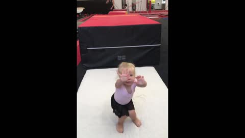Little Gymnast "Almost" Sticks The Landing