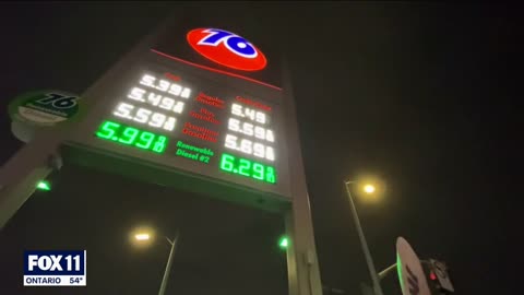 Gas prices top $5 in Los Angeles County
