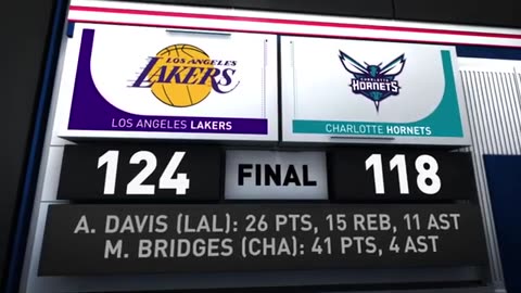 NBA Highlights - Hornets vs Lakers 118 - 124