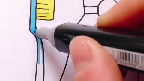 How to draw simple Toothbrush and Toothpaste in 1 minute #drawing​ #draw​ #painting