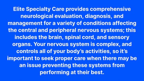 Elite Specialty Care : Neurological Care in Clifton, NJ