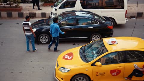 Dangerous way to cross the road where there a lot of fast moving cars